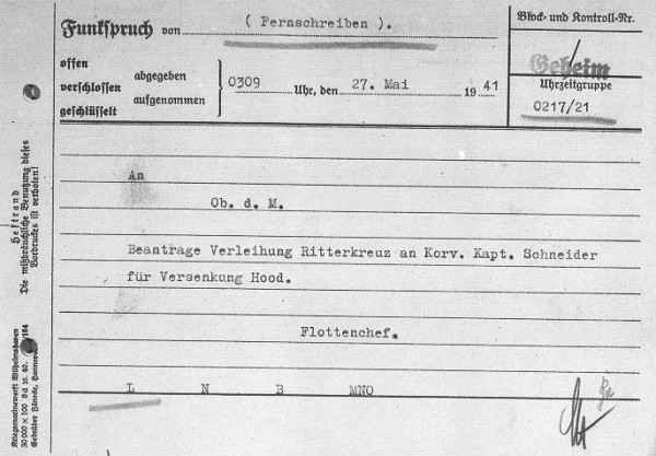 Bismarck Radiogram 0217